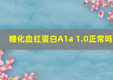 糖化血红蛋白A1a 1.0正常吗